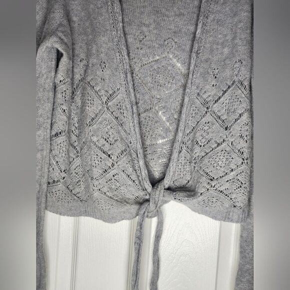 Pure DKNY  M/L Gray Lngslvs Knitted Tie WOOL CASHMERE Women’s Opened Cardigan - Picture 3 of 9